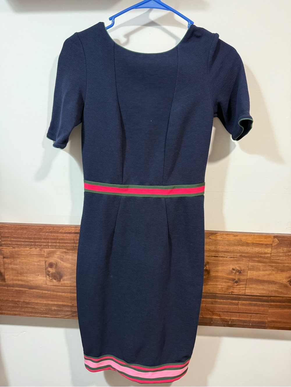 Boden Knit Dress with Pink & Green Stripe Waist